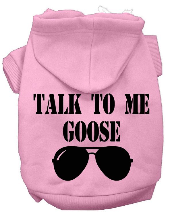 Talk to me Goose Screen Print Dog Hoodie Light Pink XXXL